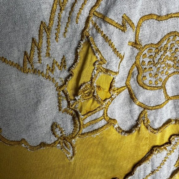 Yoana Baraschi Yellow Silk Sz 10 Sundress Bird & Floral Embroidery Boho Fairy - Picture 8 of 12